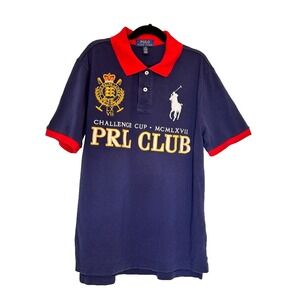POLO Ralph Lauren Boy's L 14-16 PRL Club Challenge Cup Red Blue Pony #3 Shirt